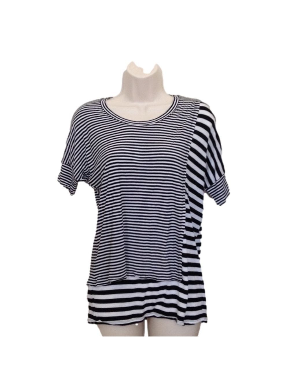Bcbgmaxazria  Asymmetrical Striped Scoopneck Top! Size XS